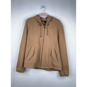AMI Alexandre Mattiussi Wool Blend Tan Camel Hooded Jacket Zip Front Neutral XL